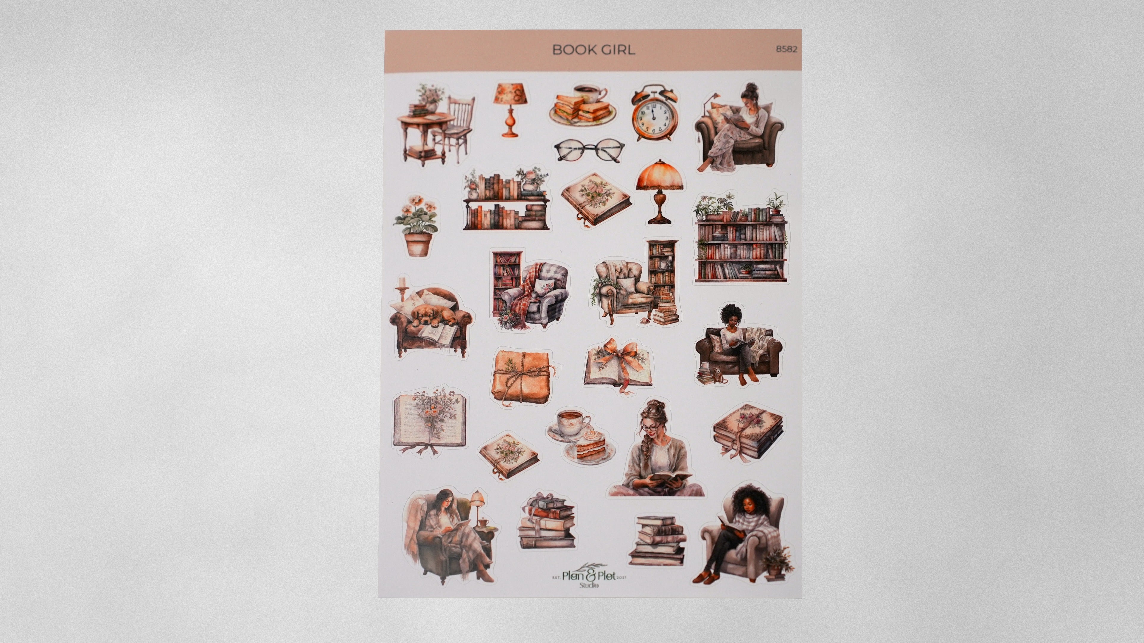 Stickervel 'Book girl'